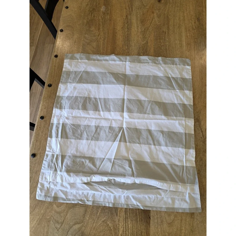 Pottery Barn Euro Sham Cover Egyptian Cotton Tan White Stripe